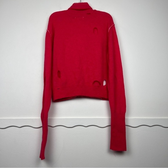 Maison Margiela MM6 Distressed Alpaca Red Turtleneck Sweater - Picture 8 of 11